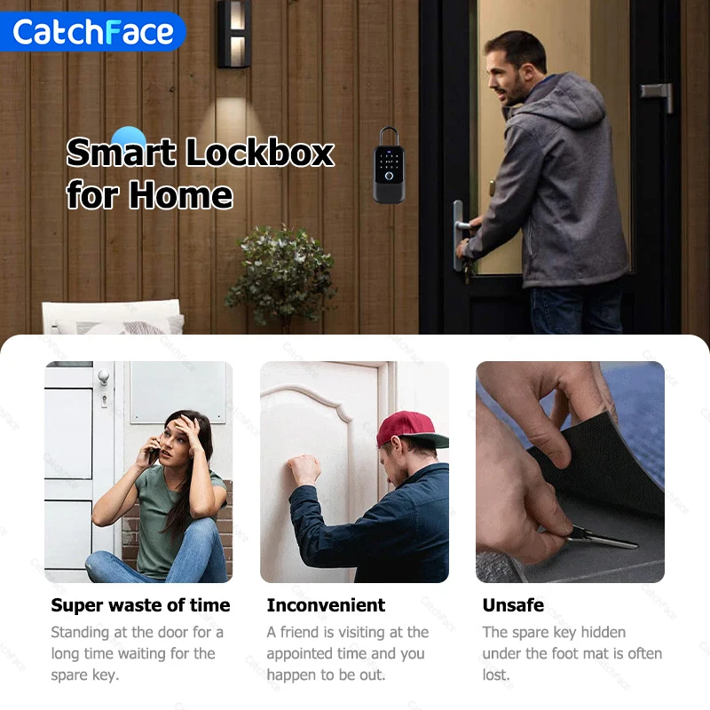 IP65 Wall Mount Key Box Small Container Outdoor Waterproof Safe Security Password Fingerprint Tuya or TTLock APP Anti-theft box