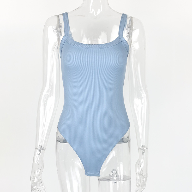 Strap Solid Bodycon Sexy Body Casual Basic White Summer Bodysuit Women Tops Sleeveless Sheer Bodysuits Jumpsuit Slim