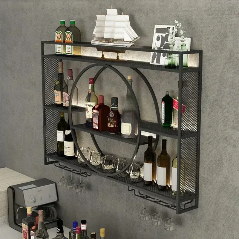 Wine Cabinet,Iron Wine Rack,Cabinet Wall Mounted in The Lobby,Wine Storage and Display Rack Bottle Bar Cabinet for Living Room