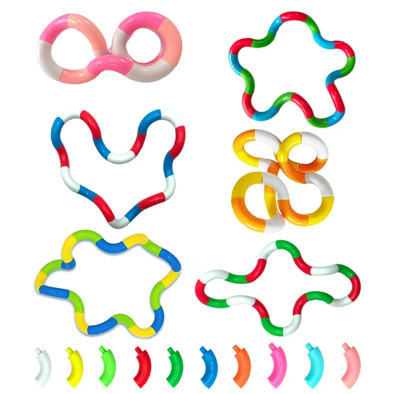 1 pçs emaranhado corda torção brinquedo fidget arco-íris círculo sensorial autismo terapia jouet anti estresse enfant juguete antiestres niños