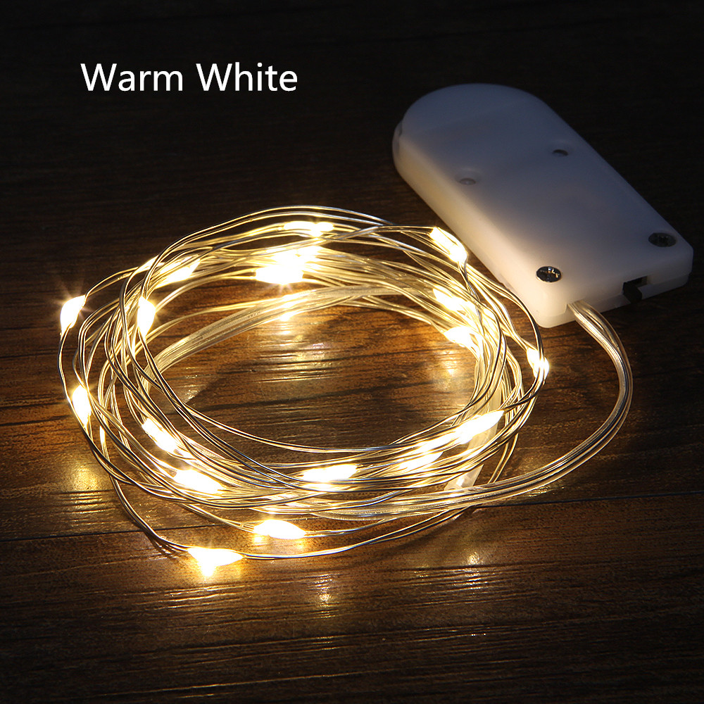 2M 20 LED Battery Operated LED Copper Wire String Lights For Xmas Garland Party Wedding Decoration Christmas Fairy Lights