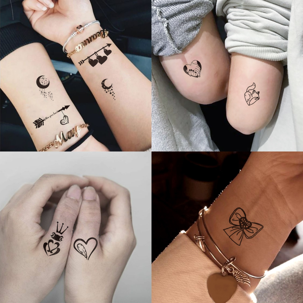 30 個防水一時的なタトゥーステッカーダーク小柄ラブラインフェザークロスボディアートアームフェイクタトゥースリーブ女性男性