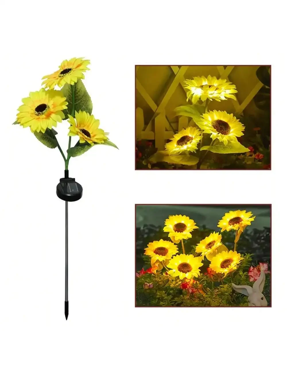 Luz de girasol alimentada por energía Solar, lámpara LED impermeable para exteriores, lámpara de césped con inserción en el suelo para decoración de jardín, césped y patio