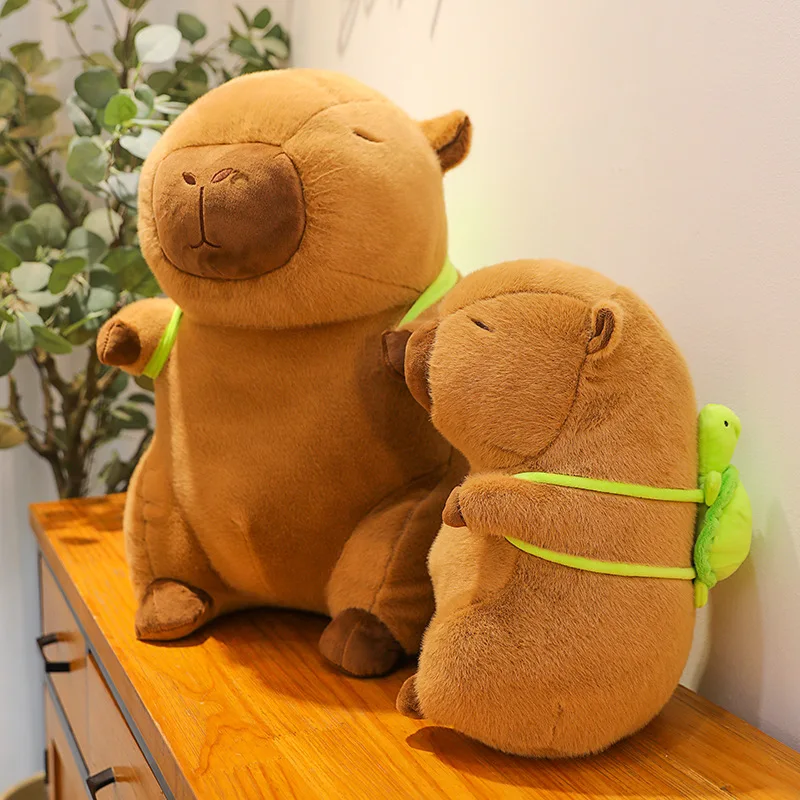 Super น่ารัก Capybara พร้อมกระเป๋าเป้สะพายหลังเต่า Capibara ตุ๊กตา Plush ยักษ์ Kawaii ตุ๊กตาสัตว์ตุ๊กตาเด็กเด็กของขวัญวันเกิดของเล่น