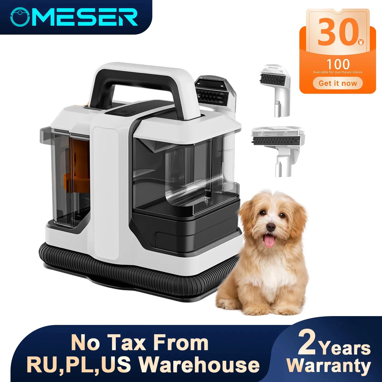 OMESER Hand-Teppichreiniger, 750 W, 15 kPa, tragbarer Fleckenreiniger für Auto, Sofa, Tierhaarspray, Saugnapf, Polsterreinigungsmaschine