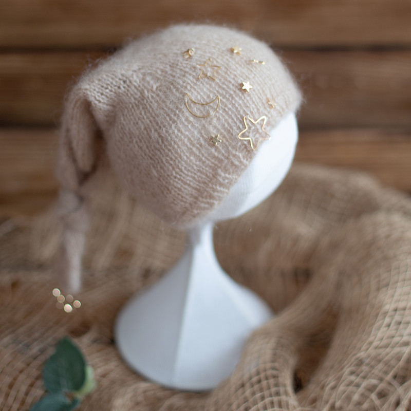 Gorro anudado hecho a mano para bebé, accesorio de fotografía, gorro de Animal de ganchillo para recién nacido, accesorios de fotografía