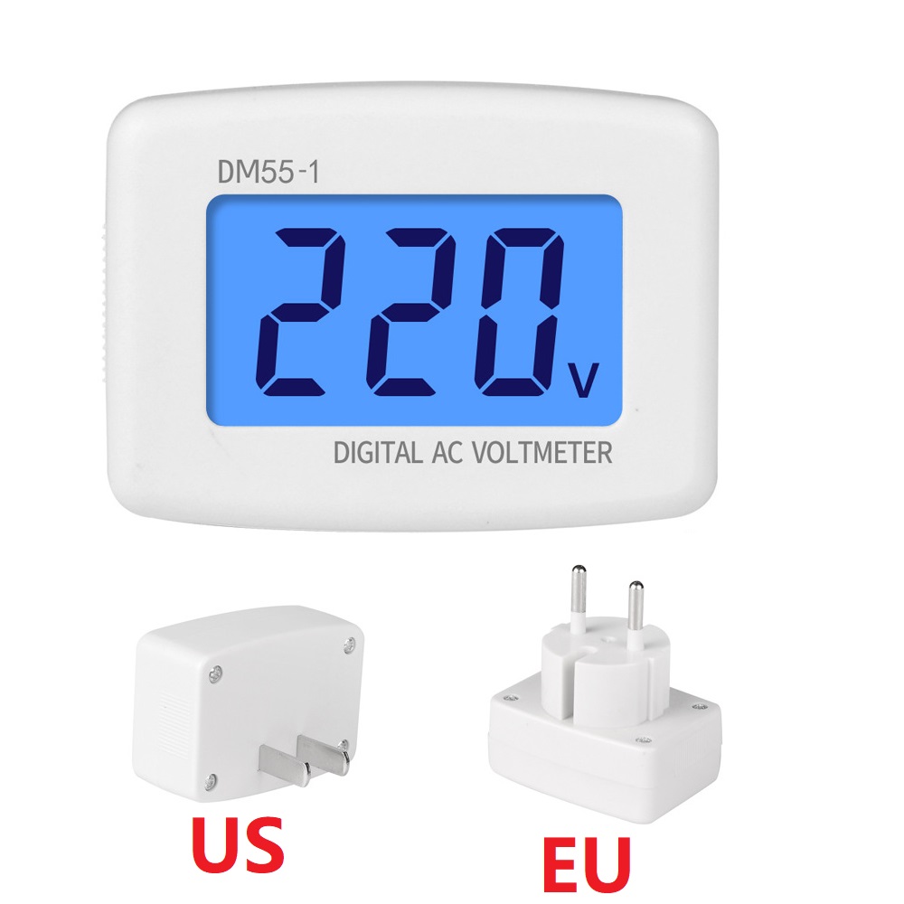 Voltímetro Digital UE EE. UU. enchufe medidor de voltaje probador de voltaje pantalla LCD voltímetro 110V 220V panel de pared voltímetro DM55-1