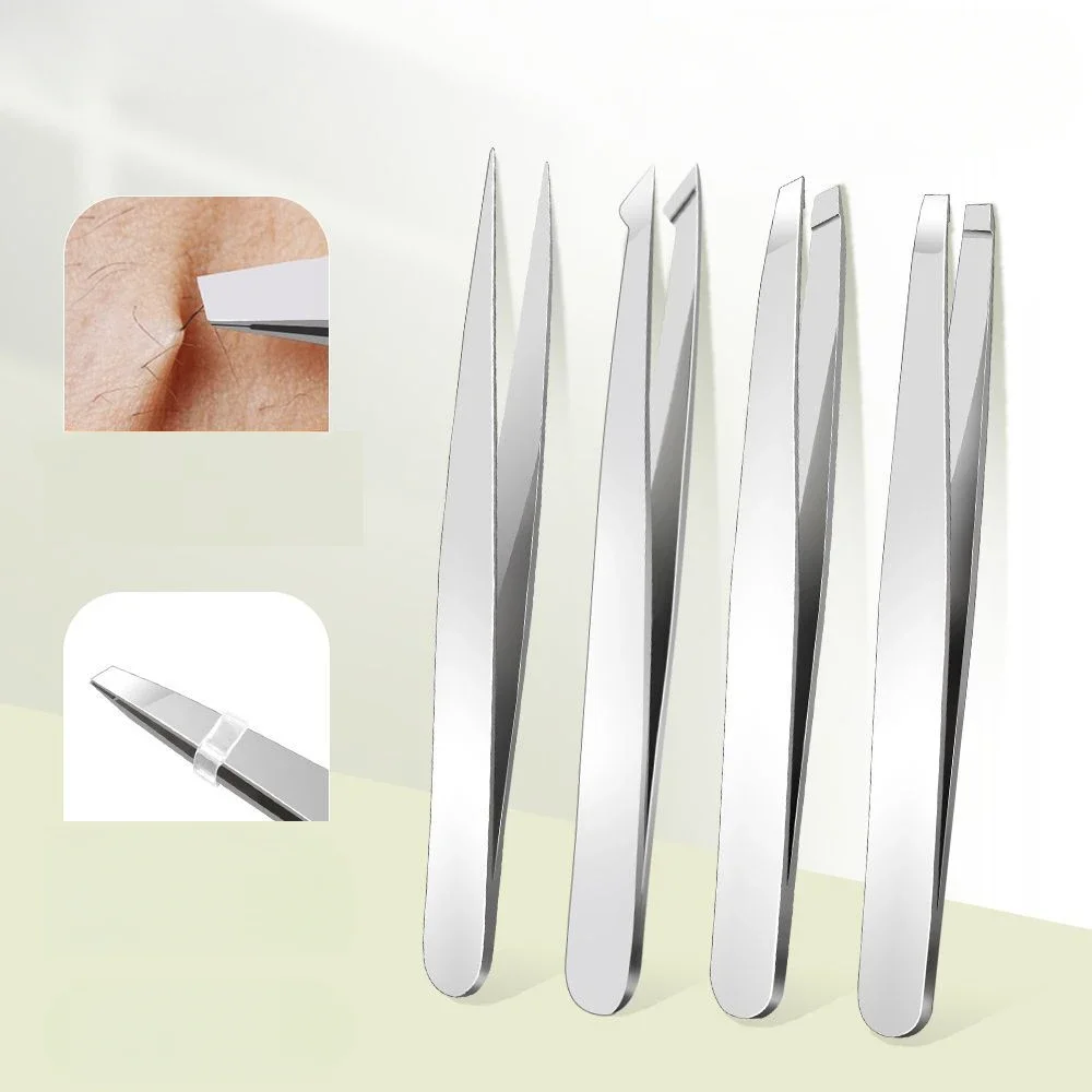 4 ชิ้นแหนบชุด-Precision คิ้วและเศษผมบนใบหน้าและกําจัดขนภายนอกเหมาะสําหรับทั้งชายและหญิง