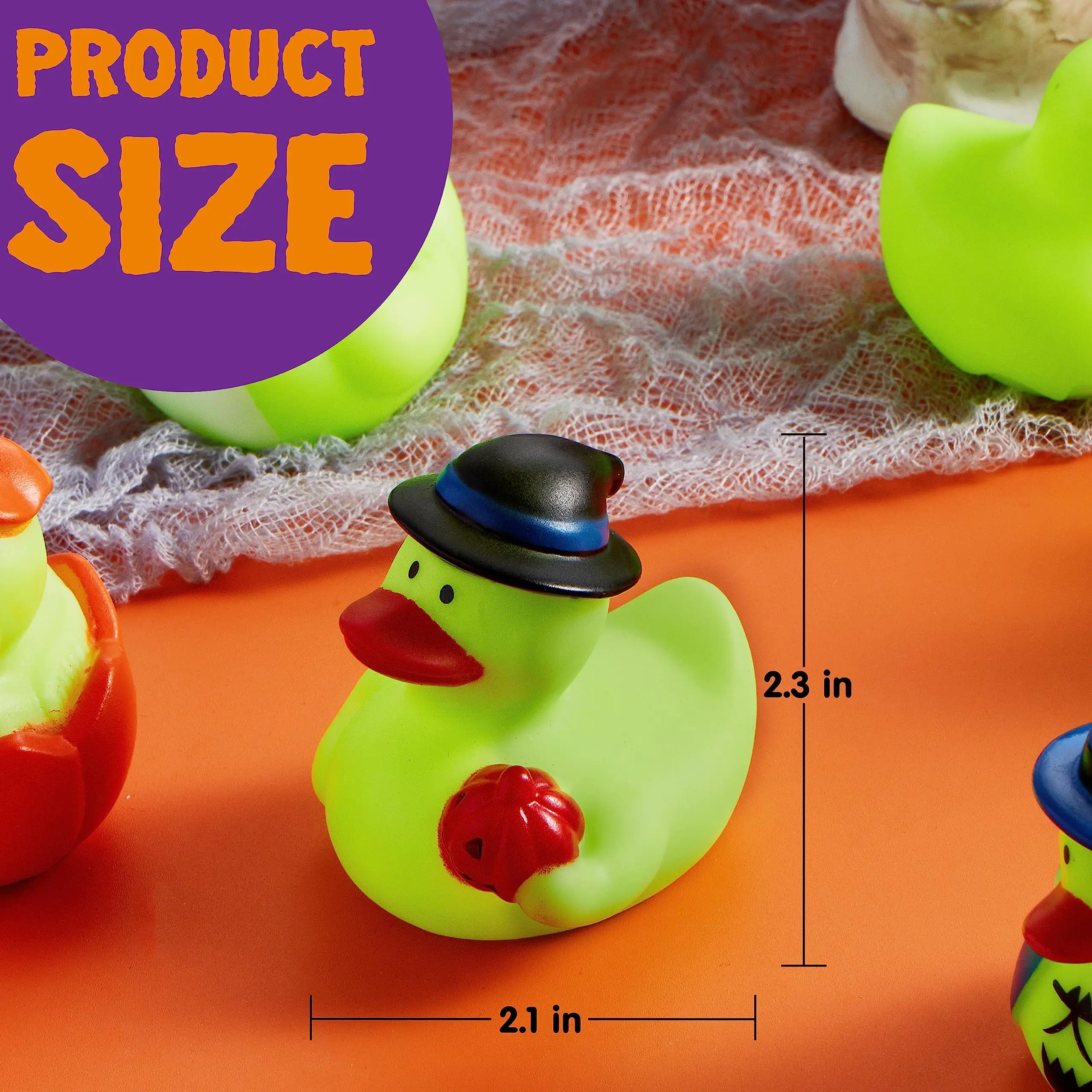 Glow-in-the-Dark Rubber Duck, Presente do banho do Dia das Bruxas, Trick or Treat Present, Presente do tema do Dia das Bruxas, Ducky Squeaker Party, 24pcs
