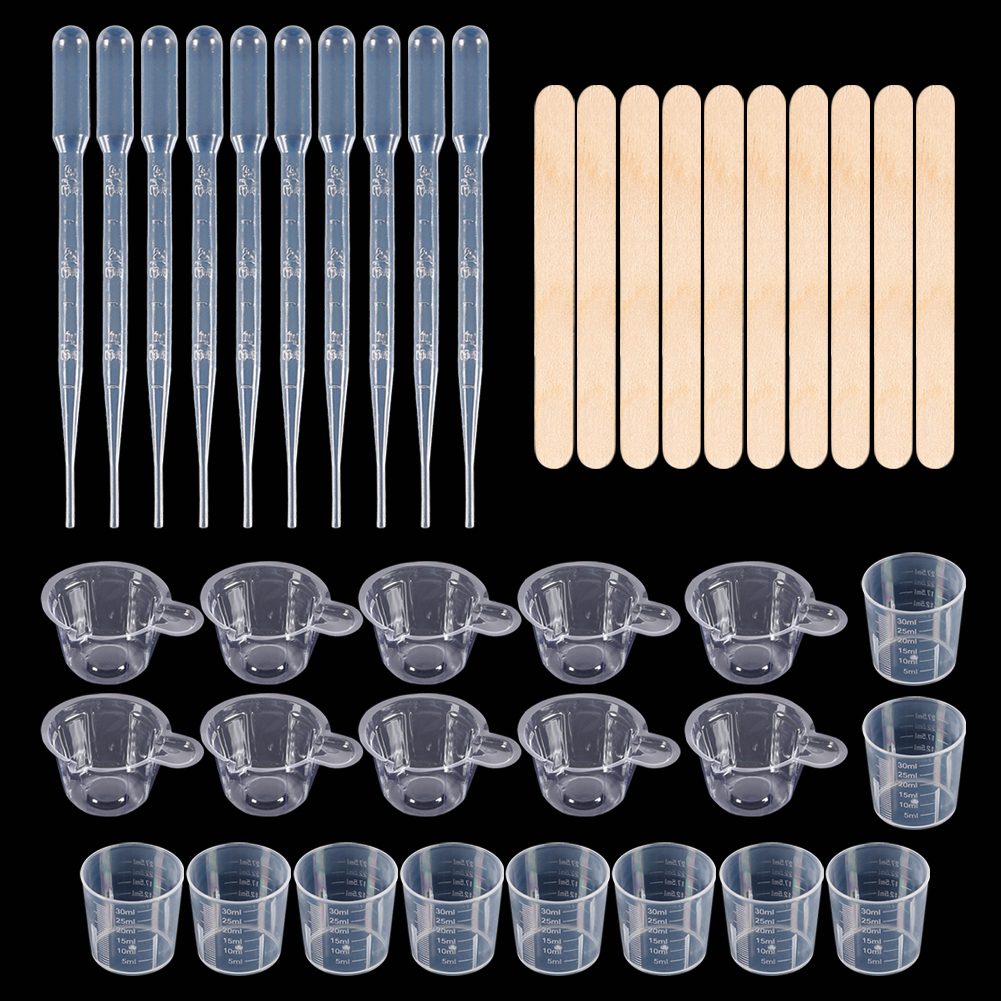 Hars Mengen Gietgereedschap Kit 10 Mengbekers 10 Maatbekers 10 Houten Stokken 10 Druppelaars DIY Craft Sieraden Maken