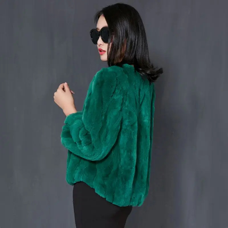 Casacos de Pele de Coelho Real Rex para Mulheres, Casacos Naturais Quentes Femininos, Moda Feminina, Casacos Genuínos, G773, Inverno