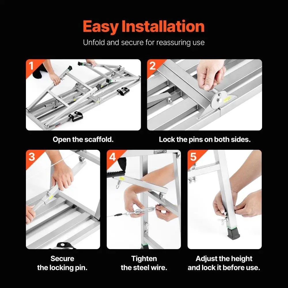 Adjustable Height Portable Scaffolding Platform 800LB Load Bearing Work Stand