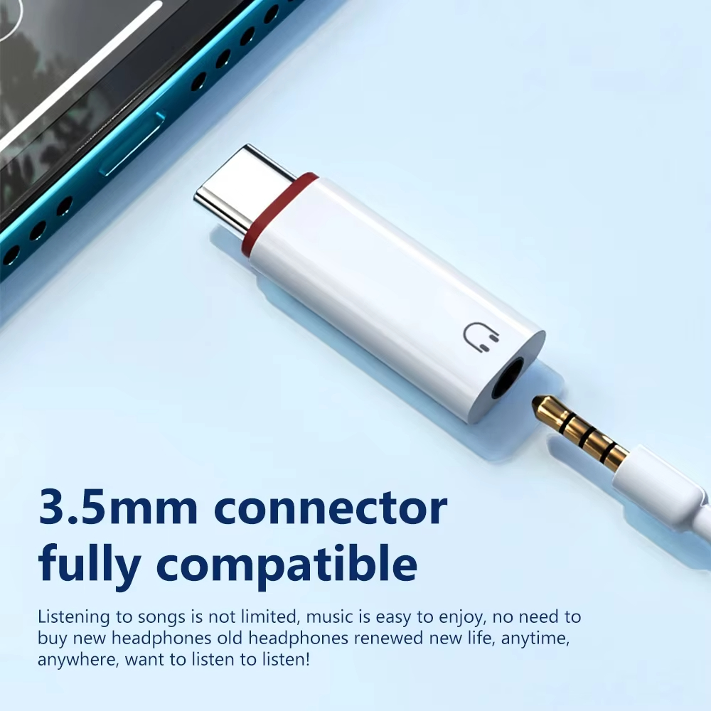 NNBILI Adapter słuchawkowy typu c na 3,5 mm Konwerter audio USB C na 3,5 mm do iPhone'a 15 Samsung Złącze słuchawkowe USB C na 3,5 mm