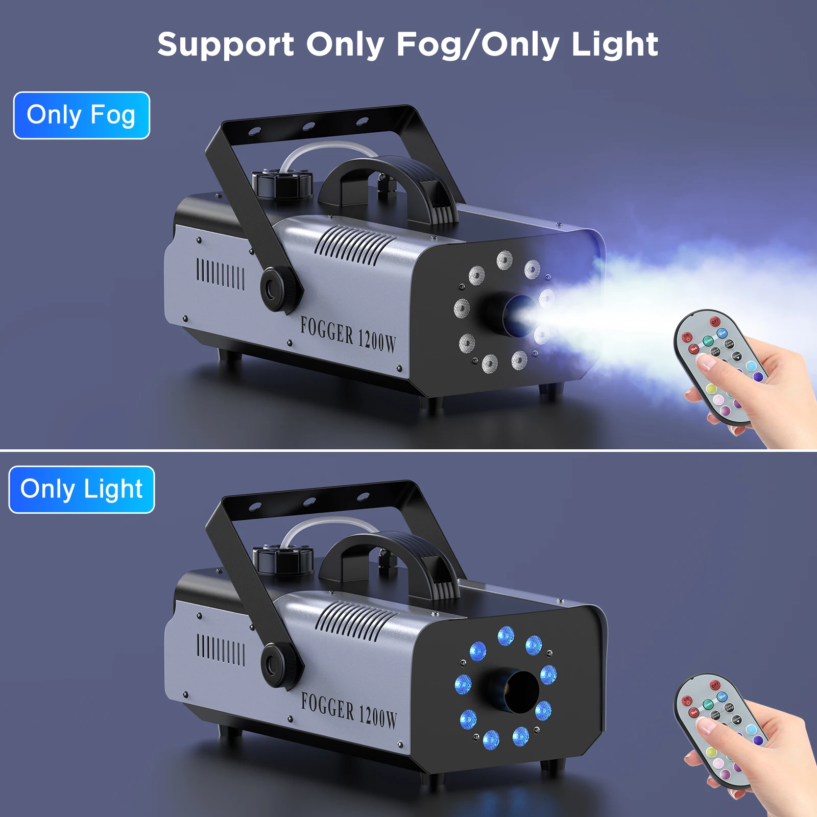 U`King Upgrade 1200W Smoke Machine With 9PCS RGB 3IN1 LEDs Colorful Spray Fog Machine Stage Equipment For Wedding Party Banquet