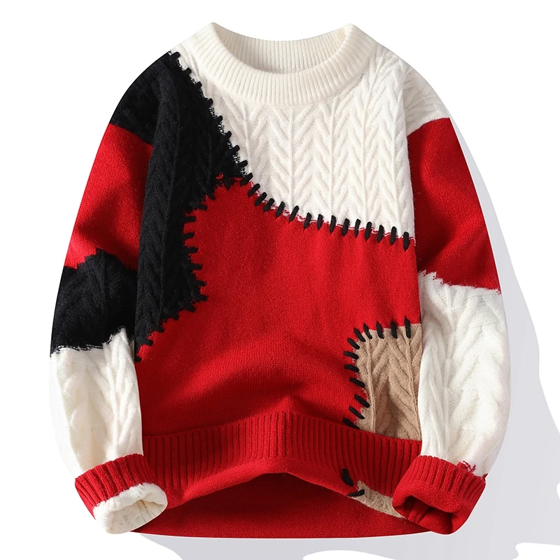 Koreanische Harajuku Herren Pullover Dicke Warme Männliche Weihnachten Jumper 2024 Mode neue herbst Winter High-End Luxus Wolle Pullover mann