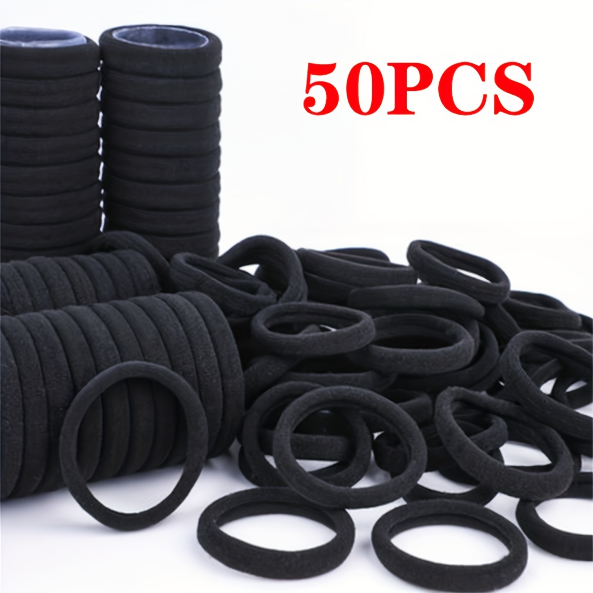 50pcs 높은 탄성 솔리드 컬러 고무 밴드, 유행 간단한 헤어 액세서리 여성과 소녀를위한 이상적인 선물 선택