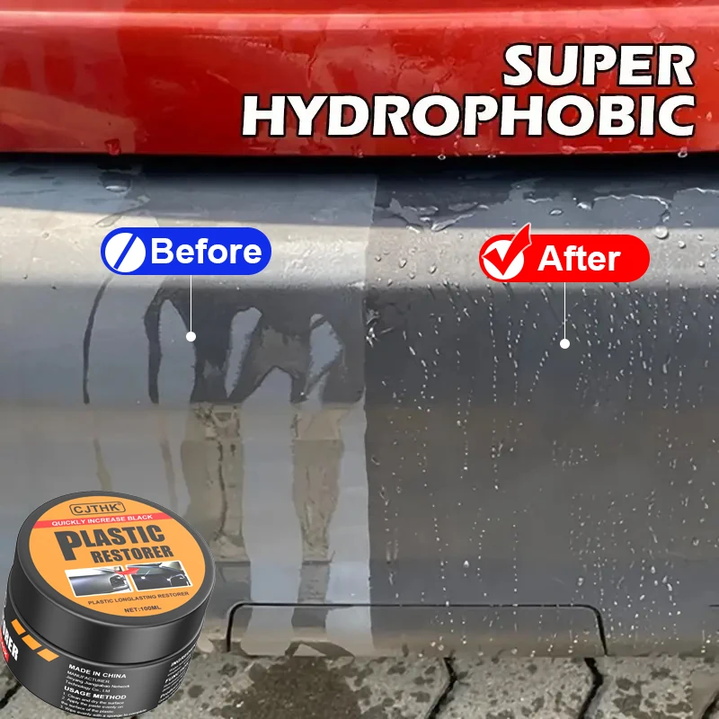 Restaurador de plástico para coche, agente de revestimiento de cera para renovación de Panel y cuero Interior de coche, transparente, para volver al negro, brillo, cera para coche