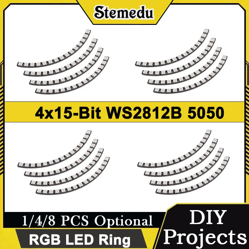 7/12/16/24/60 Bits WS2812B 5050 RGB LED Anello Lampada programmabile Luce Arduino/Raspberry Pi Compatibile 1/4/8 PZ Opzionale