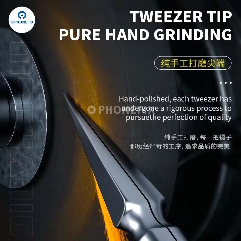 MECHANIC KA-11 High Hardness Stainless Steel Micrometer Tip Tweezers Non-magnetic Precise Fly Wire Phone Electronic Repair Tool