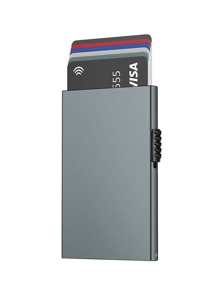 Ví Đựng Thẻ Ví Tối Giản Mỏng Kim Loại RFID Ngăn Chặn Thẻ Bảo Vệ Bật Lên Thẻ Tín Dụng Ví Dành Cho Nam