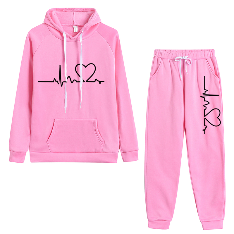 新しい秋冬女性トラックスーツパーカー + スウェットパンツ 2 ピースファッション因果ジョギングトレーナー服プルオーバーフリースパンツセット