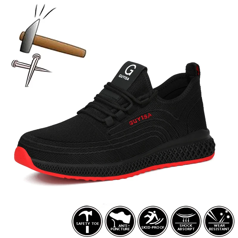 Zapatos de trabajo protectores con punta de acero, zapatos de seguridad antigolpes, zapatillas de trabajo ligeras para hombres y mujeres, zapatos indestructibles transpirables antipuñaladas