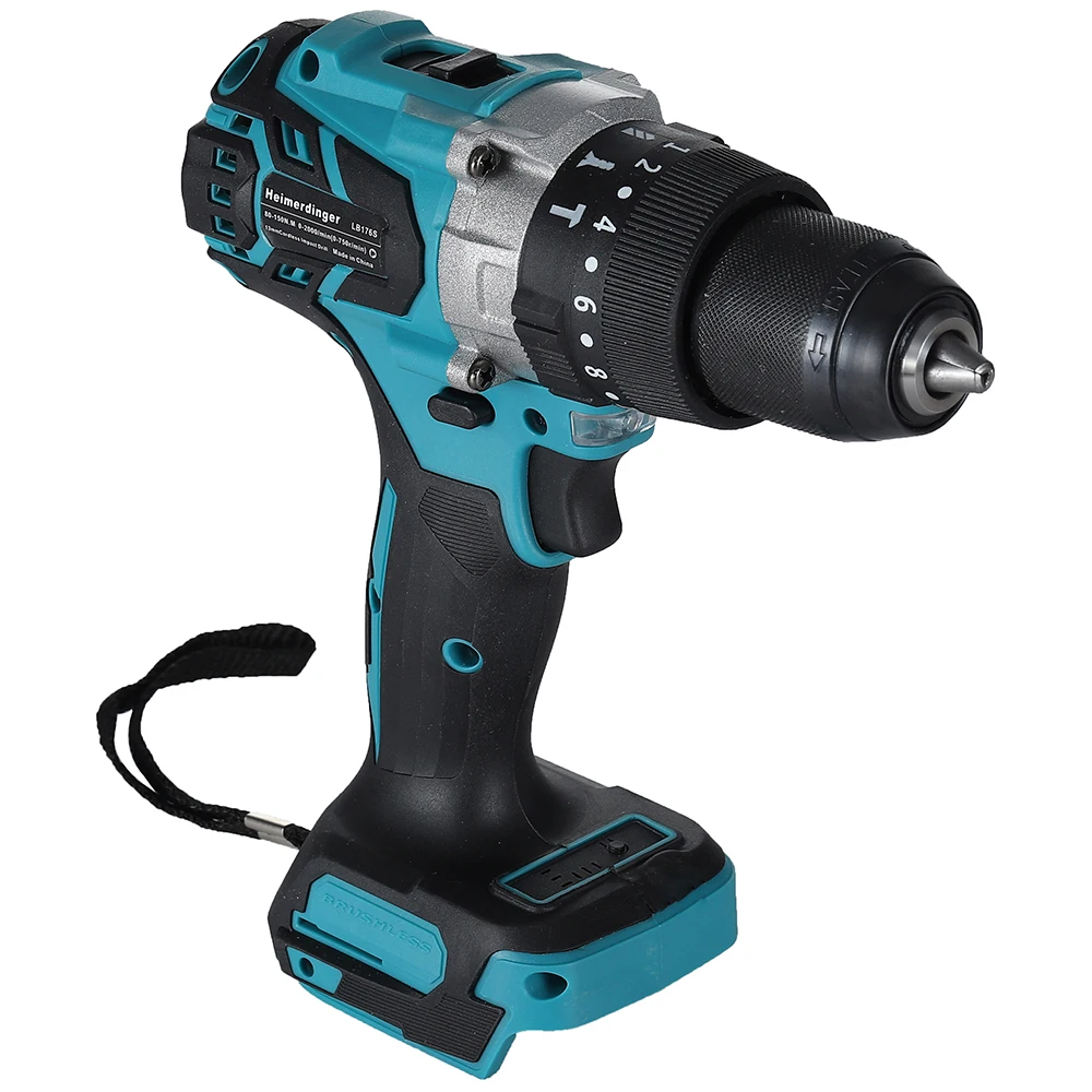 Taladro de impacto inalámbrico sin escobillas, taladro eléctrico de torsión de 1300 pulgadas, 2 velocidades variables, 1/2 In-lb(150N.m)