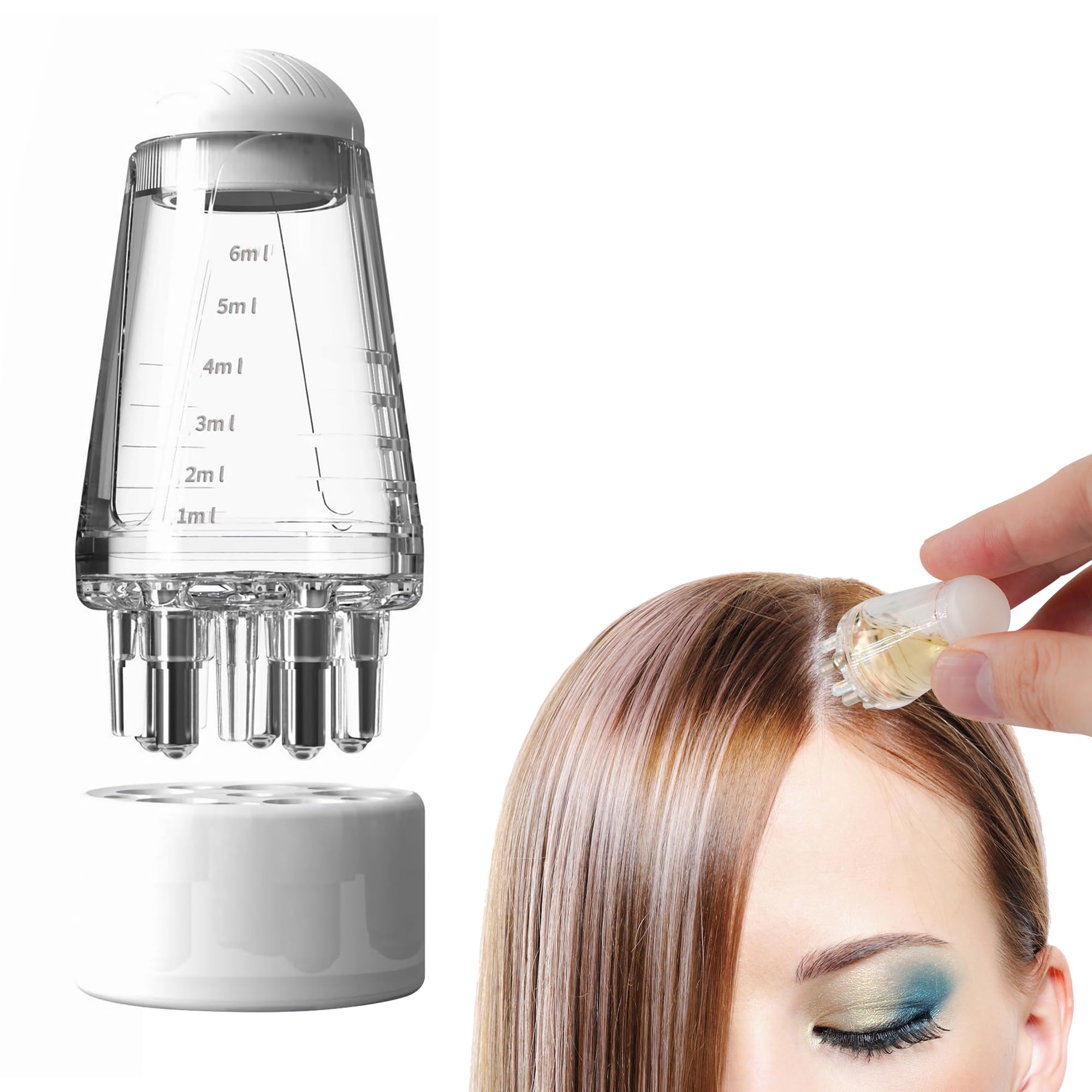 Applicatore di olio per capelli da 6 ml Pettine per cuoio capelluto Pettine per radice a sfera Applicatore Bottiglia Massaggiatore per cuoio capelluto Crescita dei capelli Adatto a vari liquidi