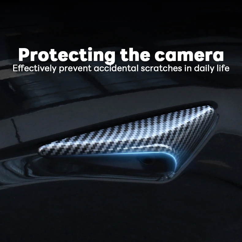 For Tesla New Model Y Launch 2025 Model 3 Highland 2024 Side Camera Cover Lens Protector Black Shiny Matte Carbon Fiber Pattern