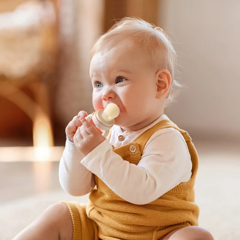 Silicone Baby Fruit Feeder With Cover Fruit Vegetable Food Supplement Bite Soother Nibbler Feeding Tableware Teething Pacifier