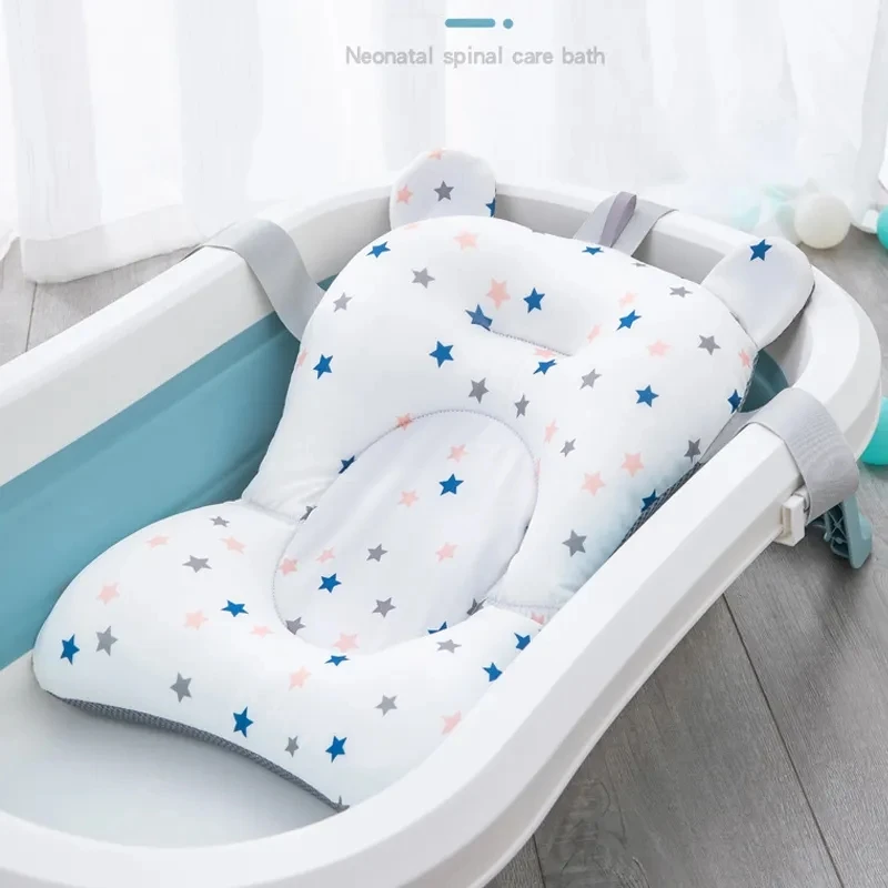 Almohadilla para bañera de bebé, soporte de baño Ajustable, alfombrilla para asiento, cojín de ducha, asiento de baño plegable para bebé recién nacido, almohadilla de agua de seguridad flotante