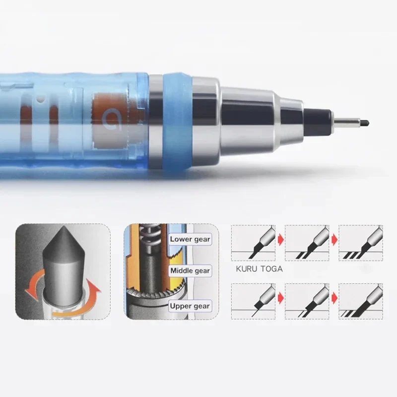 Japão uni kuru toga lápis mecânico M5-450T 0.5mm à prova de quebra chumbo lapicero lapices portaminas com borracha papelaria escolar