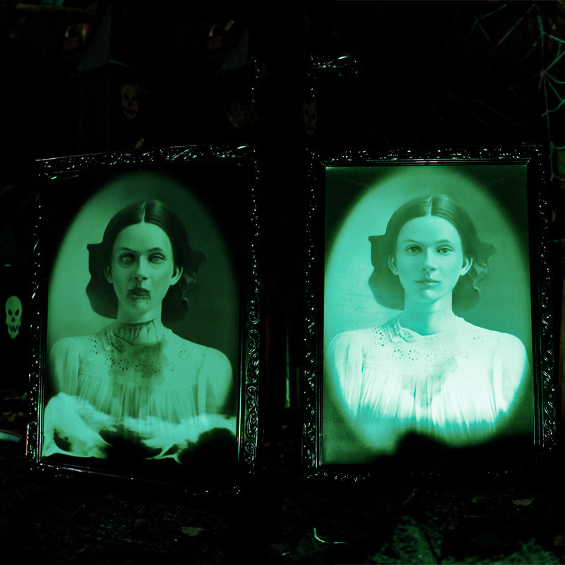 Bingkai Foto 3D Berbagai Hantu Manusia 38*25CM Bingkai Gambar Horor Halloween Properti Dekorasi Pesta Halloween Hantu Berubah