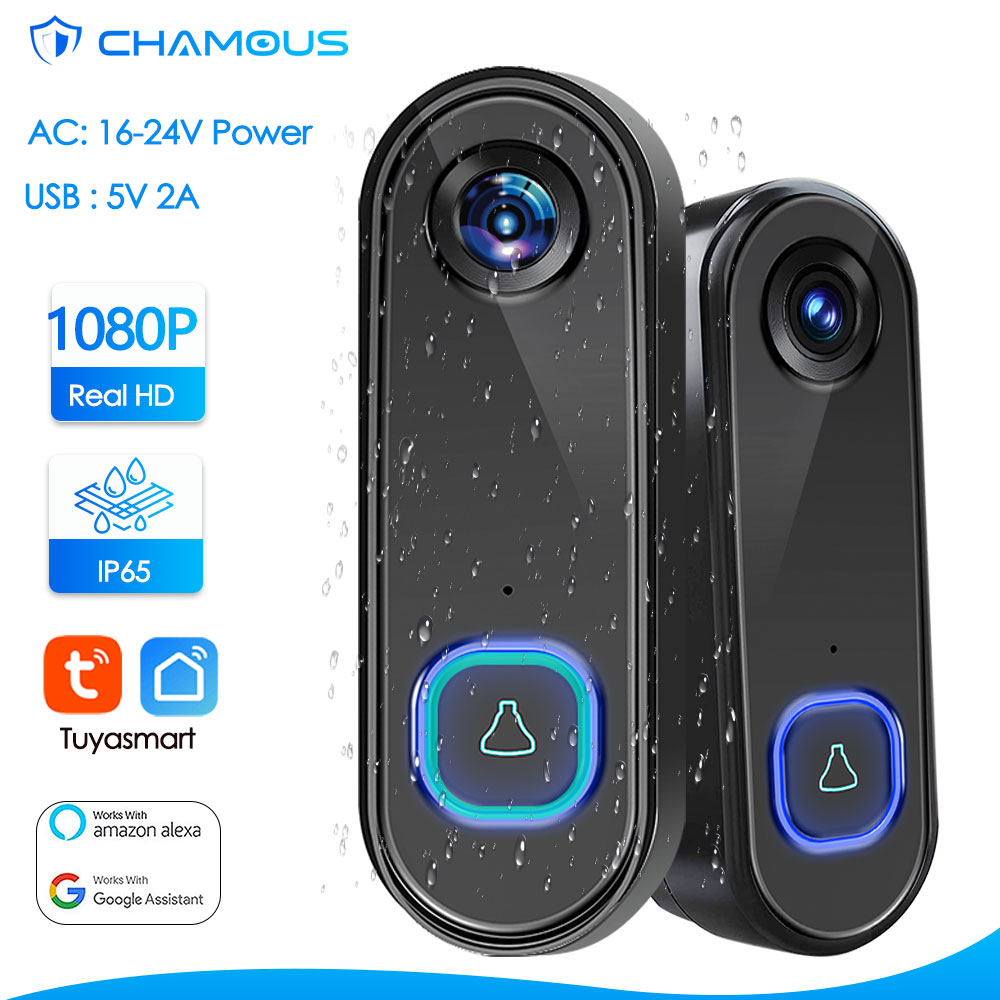 Timbre de puerta inalámbrico con WiFi para exteriores, timbre de puerta con vídeo, cámara AC DC 1080P, impermeable IP65, Alexa y Google Home, TUYA video portero, portero automatico wifi exterior,smartlife