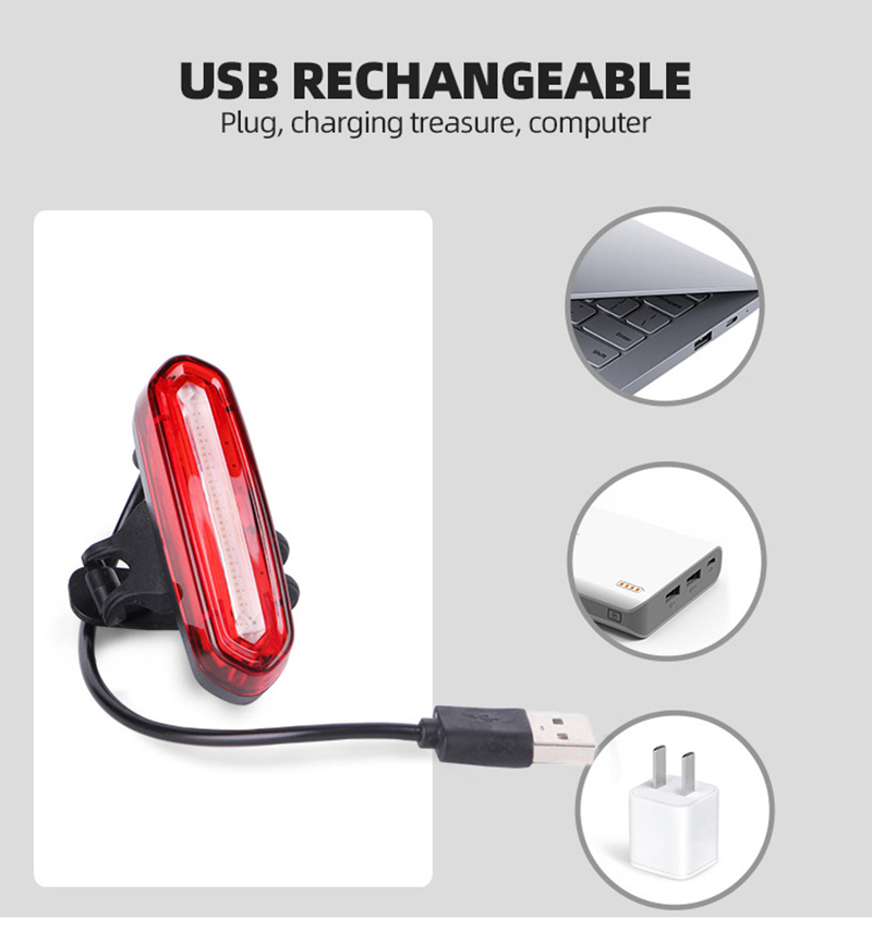 Luz trasera de bicicleta impermeable LED luz delantera trasera de bicicleta recargable por USB conducción de montaña ciclismo lámpara trasera luz de bicicleta