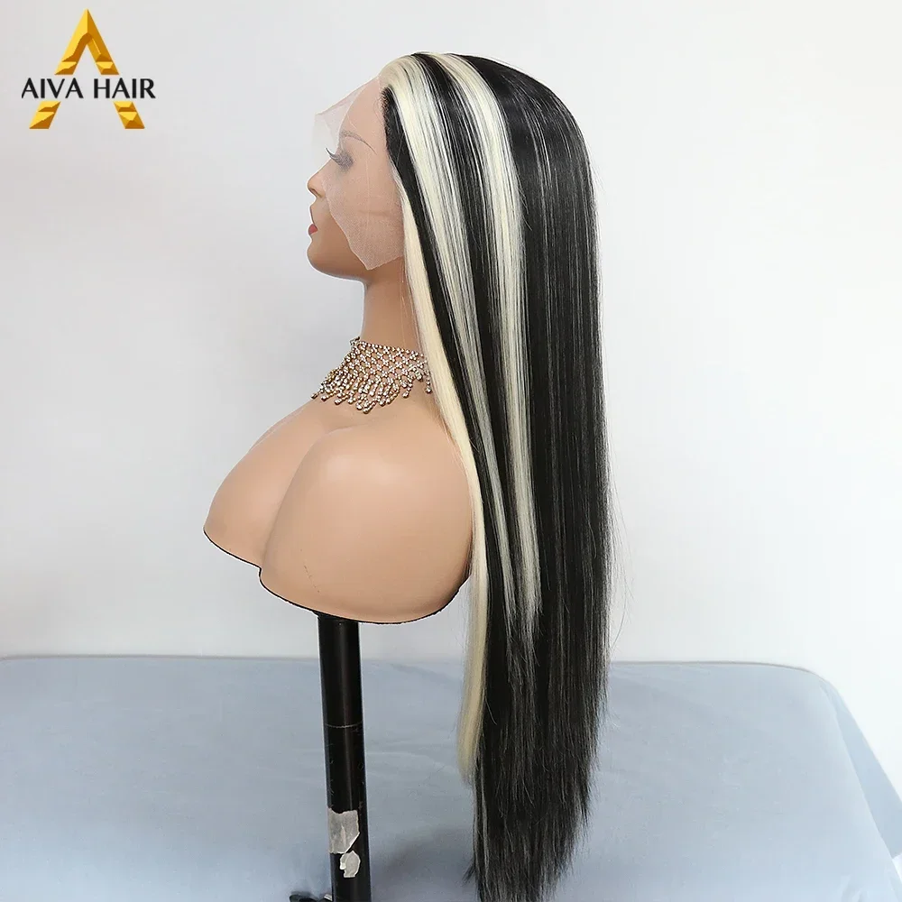 Rubio negro Color sintético 13X4 encaje frontal recto peluca resistente al calor Drag Queen pelucas de Cosplay para mujeres negras prearrancadas