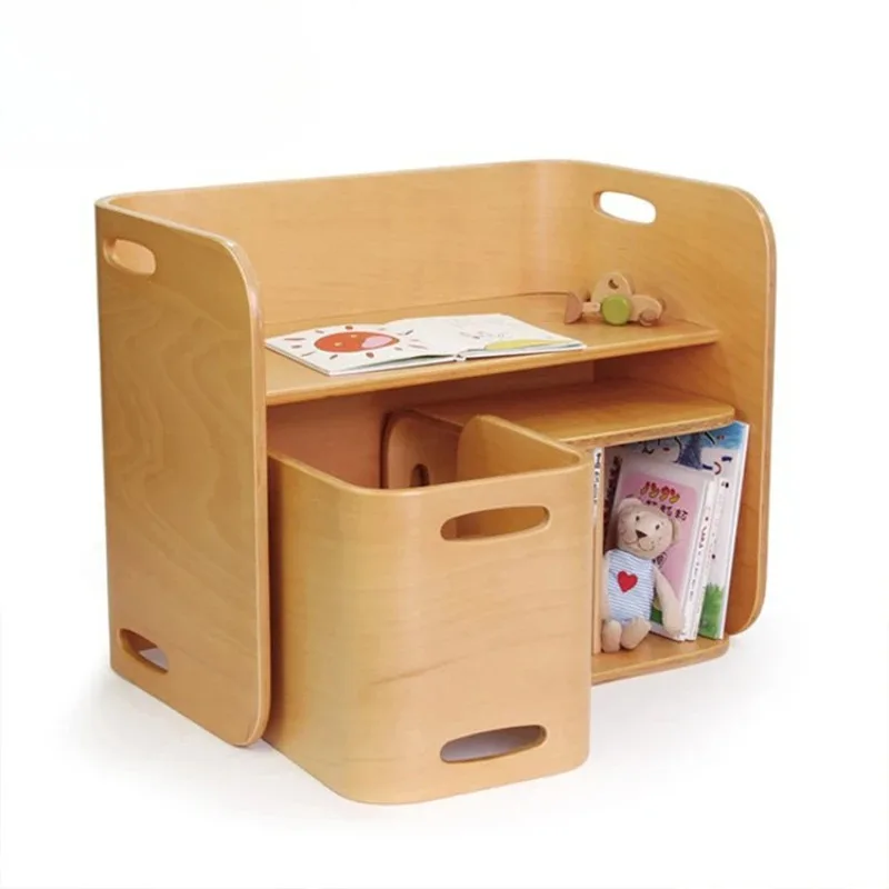 Children's table and chair set Solid wood multi-functional baby kindergarten dining table chair