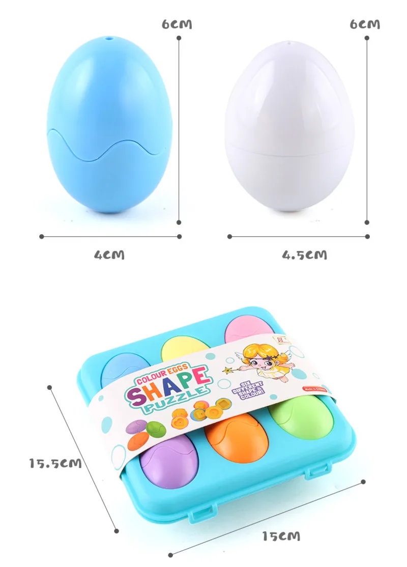 6Pcs Baby Smart Eggs Montessori Educational Toys For Children Color Shape Matching Recognize Toddler Intelligent Learning 2-4Y