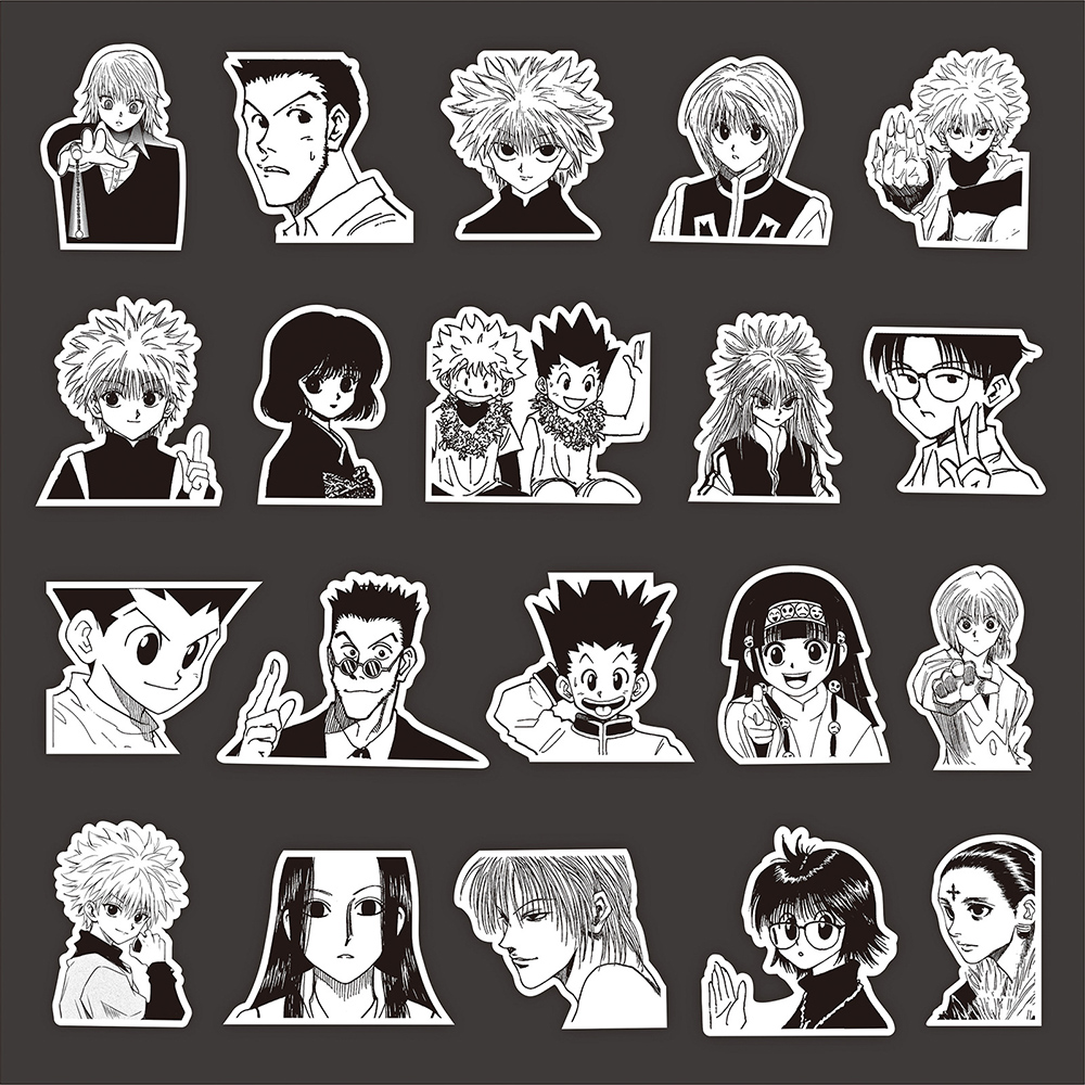 10/30/70 pçs preto e branco anime caçador × caçador adesivos legal graffiti decalques para telefone mala notebook crianças diy adesivo brinquedos