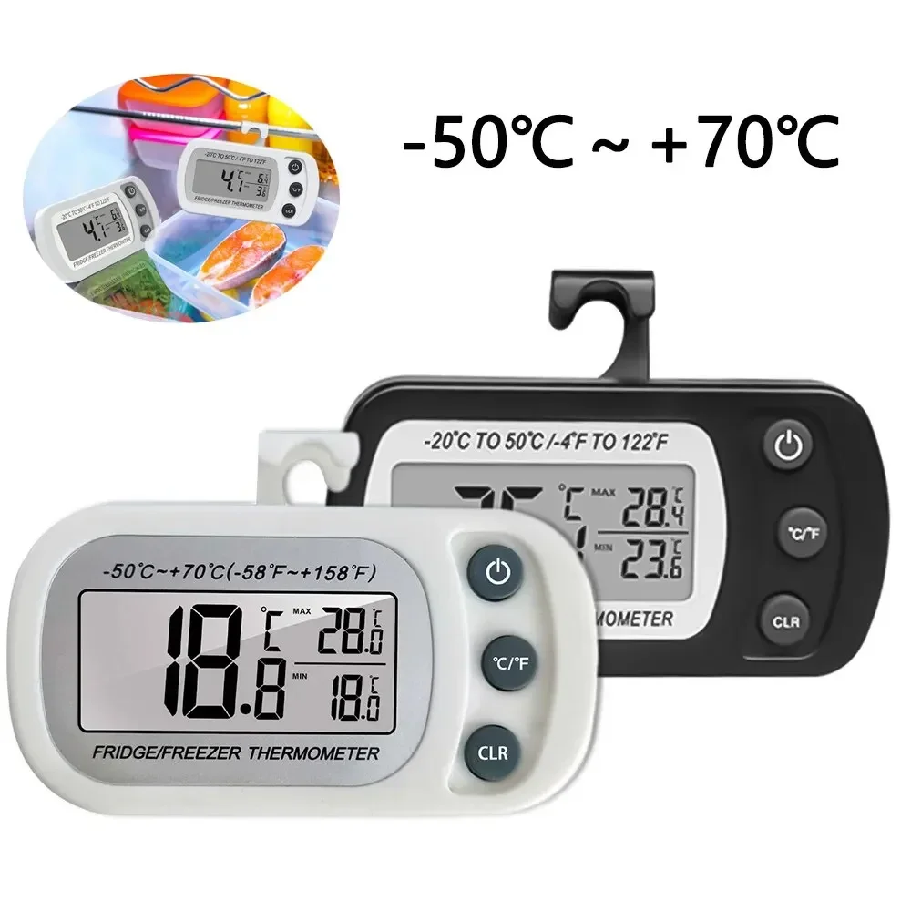 Termômetro de geladeira com gancho anti-umidade geladeira freezer elétrico display lcd termômetro digital monitor de temperatura