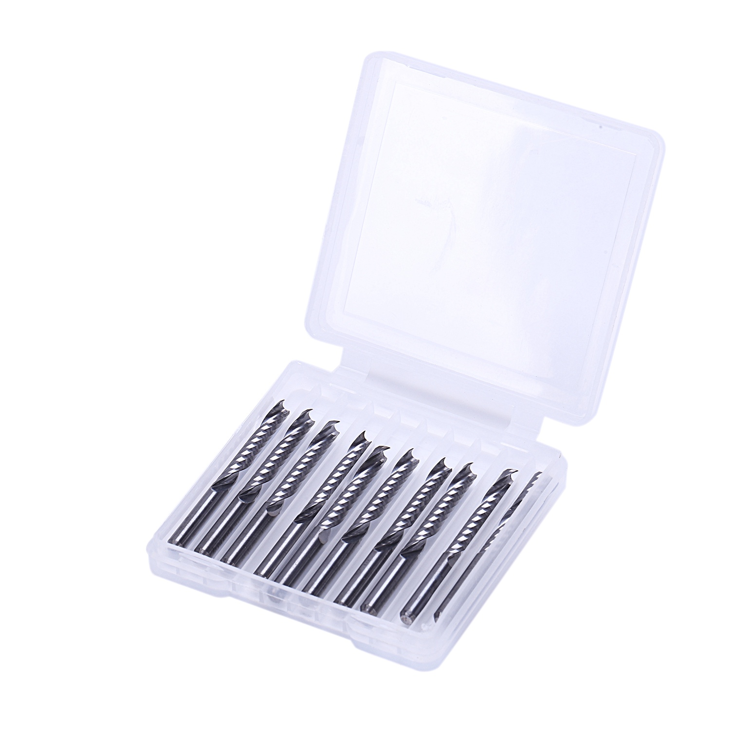 10 Stück CNC-Fräser 3,175x22mm Einzelflöten-Spiralkarbid-CNC-Fräser Fräser Fräser
