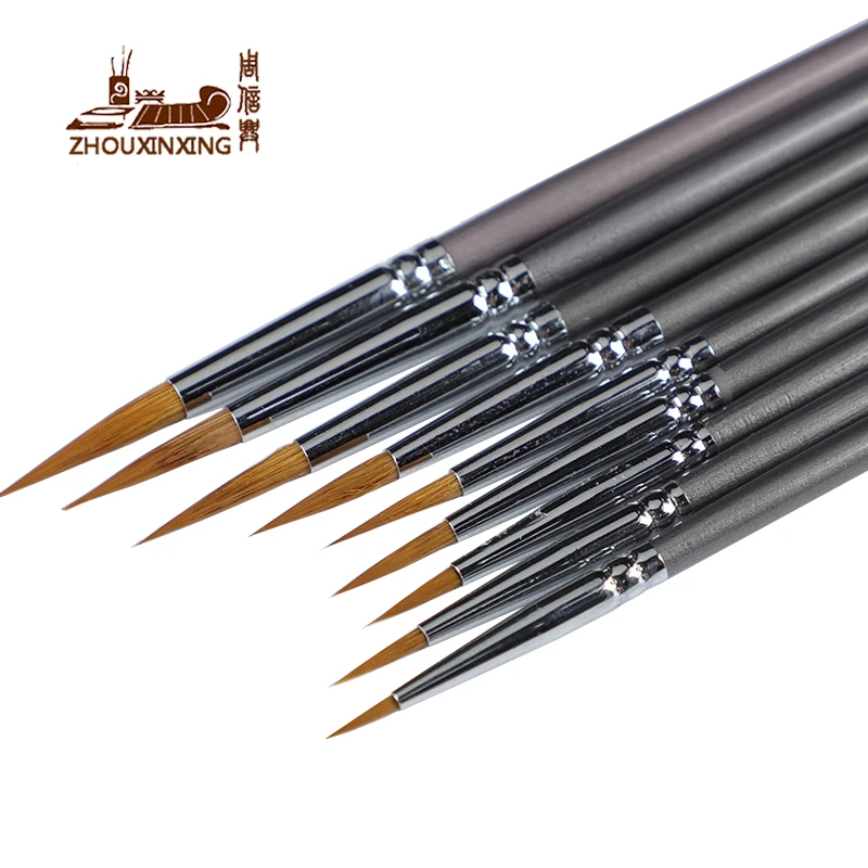 9 Chiếc Chồn Tóc Dòng Sách Bàn Chải Tranh Màu Nước Gouache Tranh Sơn Dầu Móc Dây Chuyền Bút Bền Mỏng Bạch Dương Bạc Bút thanh Nghệ Thuật