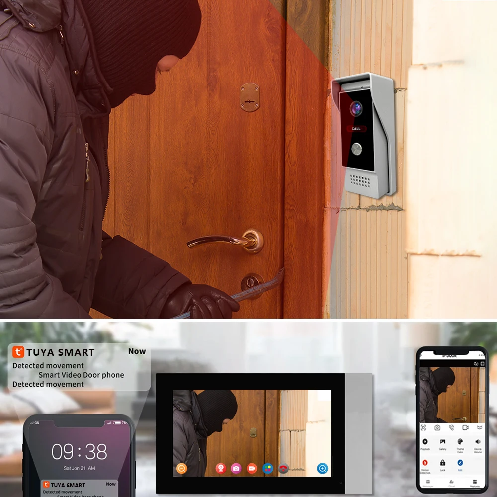 Tuya 7-inch visuele intercom Kleur High-Definition intelligent scherm Villa Gemeenschap Deurbel Beveiliging Antidiefstaltoegang