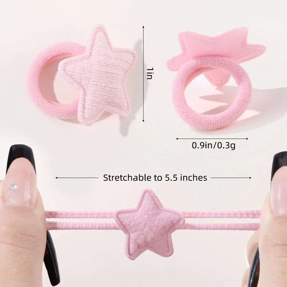 10/20 pçs meninas rosa coração estrela crianças laço de cabelo sem danos cabelo dos desenhos animados toalha corda rabo de cavalo titular mini faixa de borracha crianças headwear