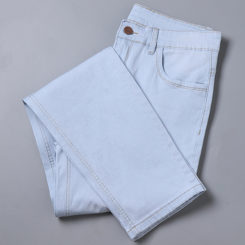 2024 Marke Top klassischen Stil Männer Frühling Sommer Jeans Business lässig hellblau Stretch Baumwolle Denim Herren hose