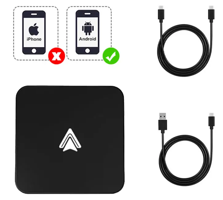 Acodo-Adaptador CarPlay cable a inalámbrico, Dongle inteligente Android Auto, Mini caja Plug And Play, conectividad Bluetooth, interfaz USB