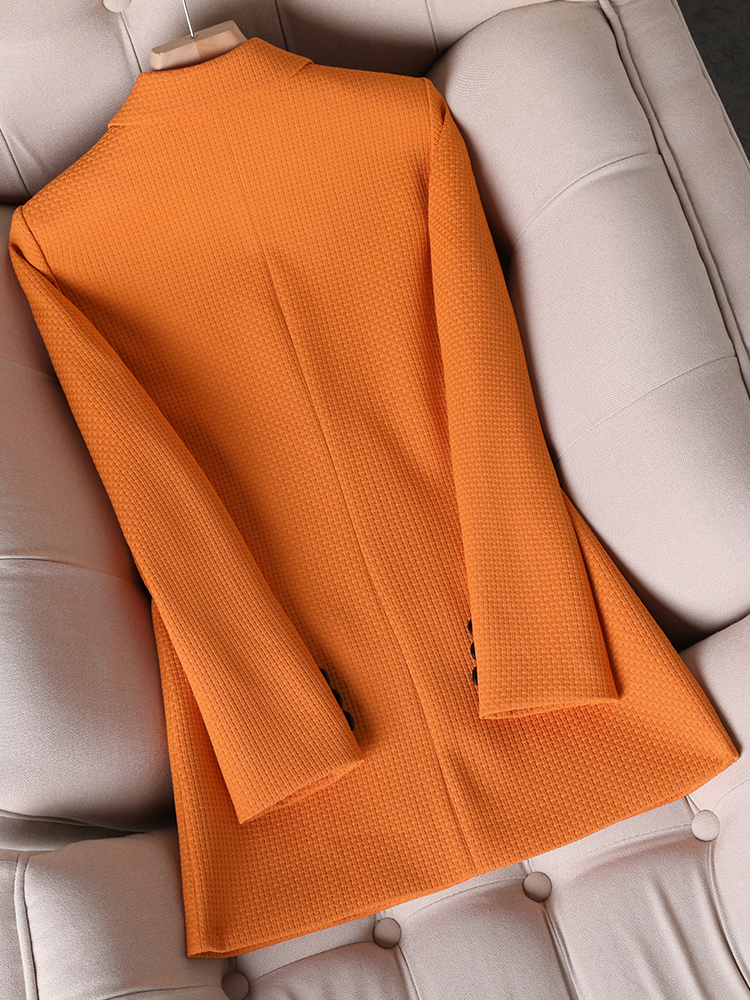 Frauen Formale Blazer Damen Weibliche Orange Schwarz Grün Plaid Langarm Einreiher Arbeitskleidung Jacke Mantel Für Herbst Winter