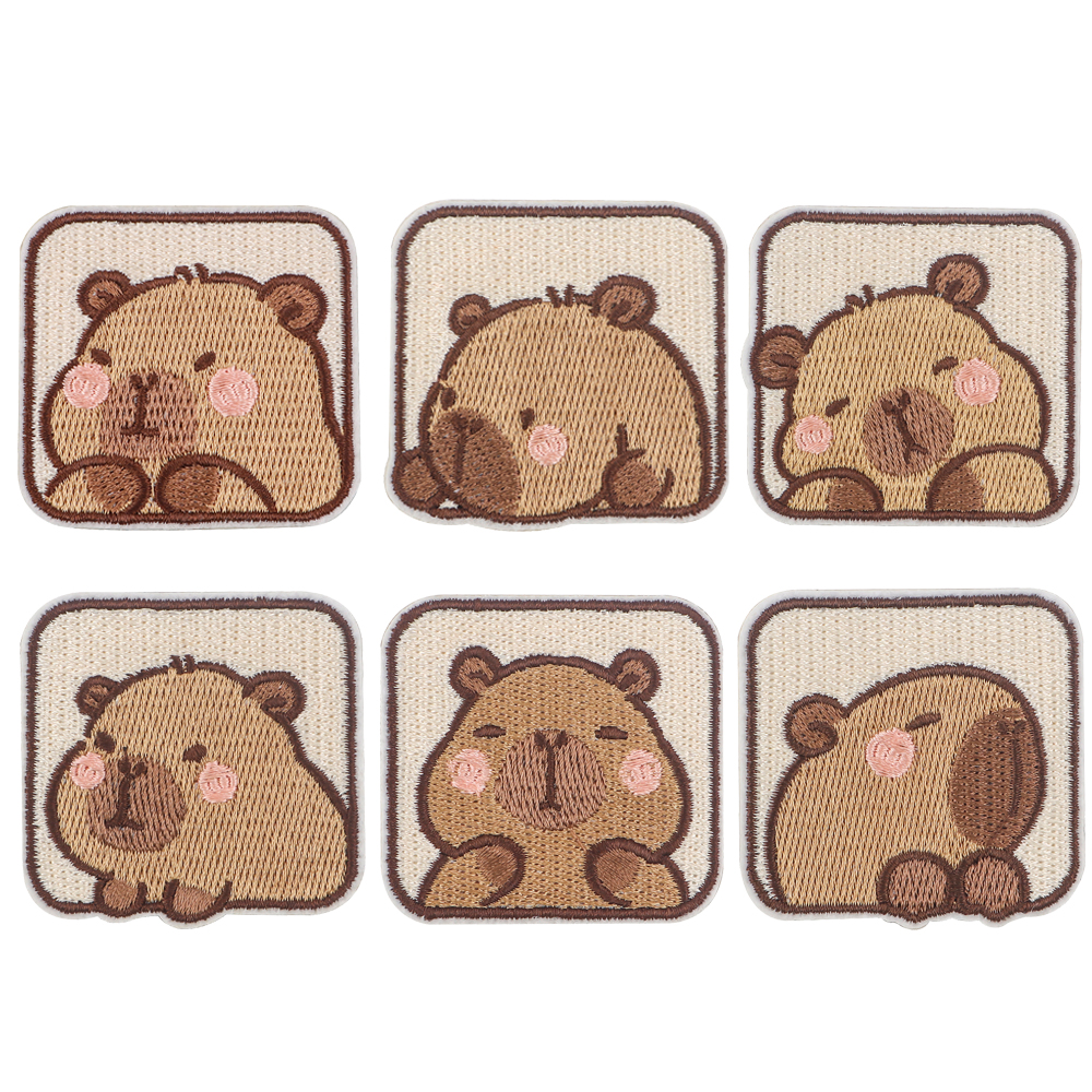 1 Juego de capibara de dibujos animados bordado para hombres y mujeres, insignia, parche, apliques, herramienta de costura, ropa, parches para planchar, accesorios, regalos para niños