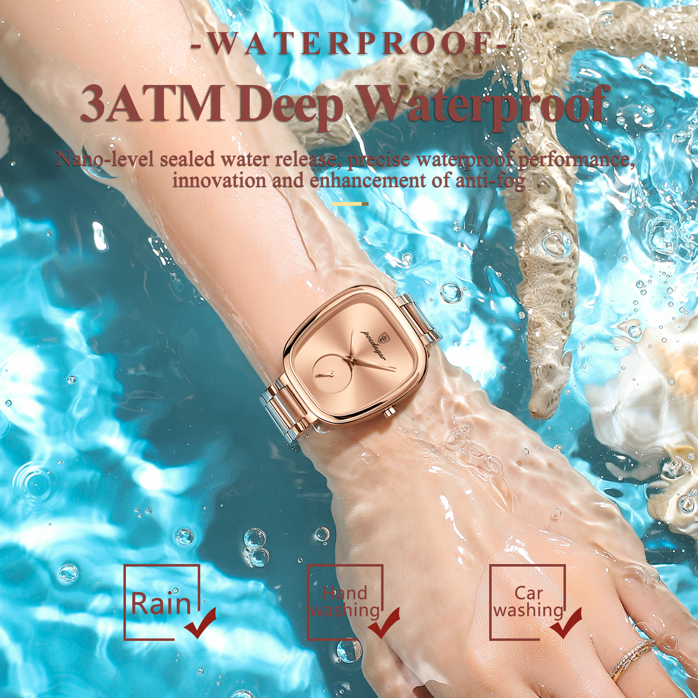 Poedagar luxo elegante relógio para mulher à prova dwaterproof água aço inoxidável quartzo relógios femininos simples de alta qualidade senhoras relógio de pulso