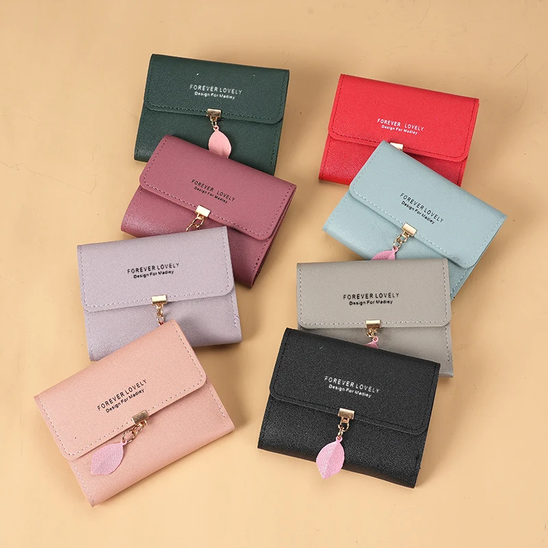Dompet koin คลัทช์พับสามทบกระเป๋าใส่บัตรเครดิตมินิมอลลิสต์กระเป๋าสตางค์ลำลองของผู้หญิง